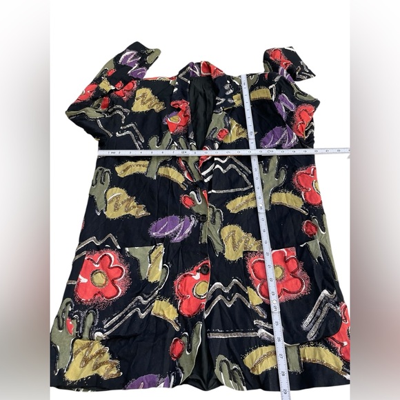 Vintage Beaded Abstract Floral Cactus Blazer Jacket Boho Artwear Black M - Picture 6 of 8